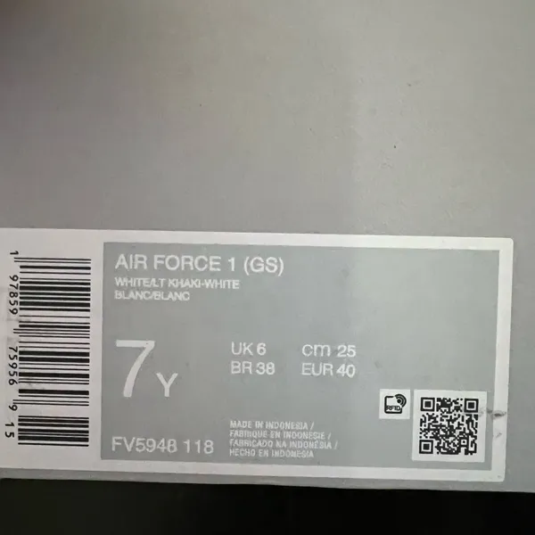 New NIKE Air Force 1 GS 'White Light Khaki' - Image 10