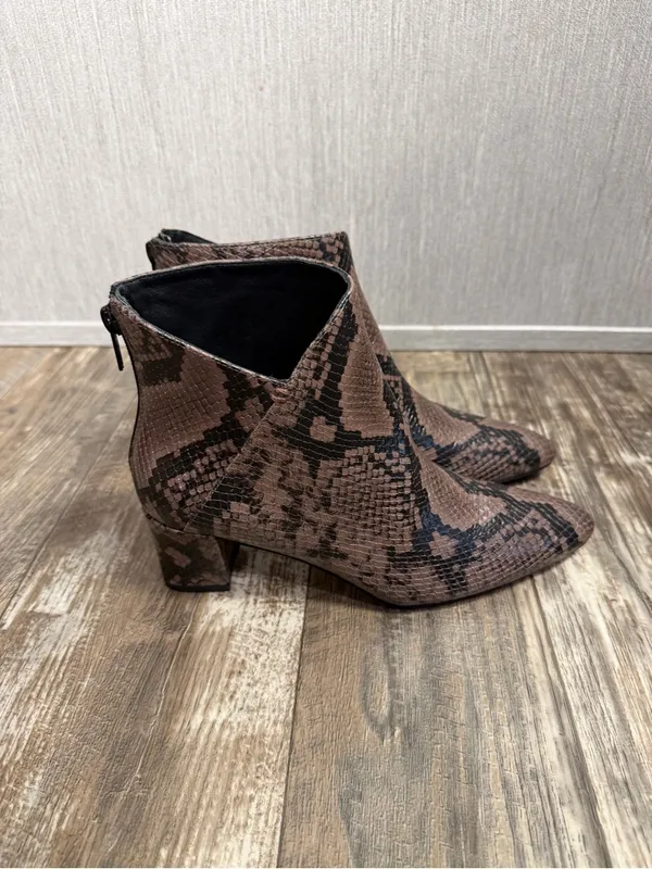 Vince Brown Snakeskin-Print Leather Ankle Boot Size 6.5 - Image 8