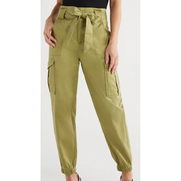 Sofia Jeans Womens Cargo Pants Size 4 Green High Rise Belted 26" Inseam Casual - Image 4