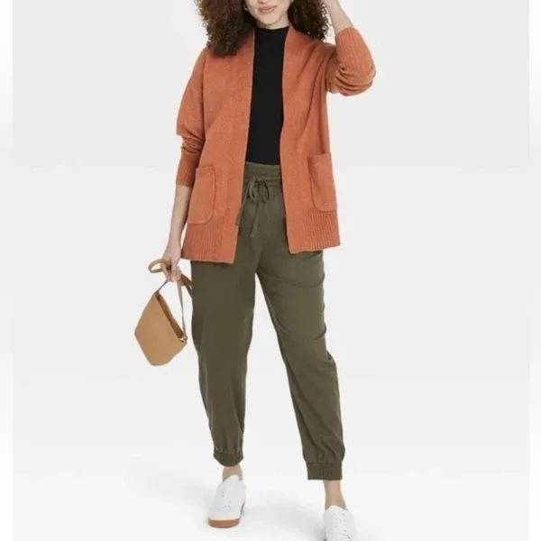 a new day Salmon/Orange Open Front Cardigan Sweater w/ Pockets - Image 11