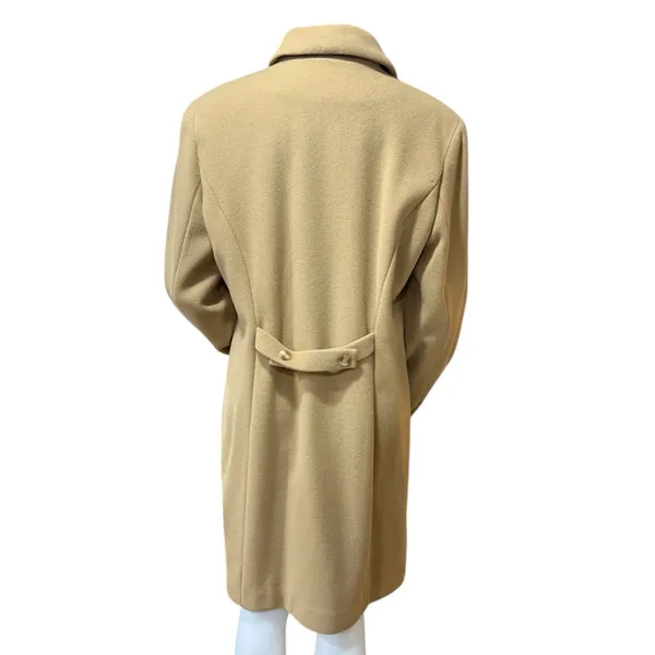 Covington Tan Mid Length 100% Wool Trench Coat Size Large - Image 3