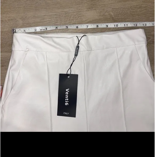 Venti 6 pleather high waist wide leg white pants S - Image 9