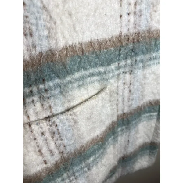 Anthropologie Womens‎ White Green Elsa Plaid Collared Long Sleeve Coat Size M - Image 5