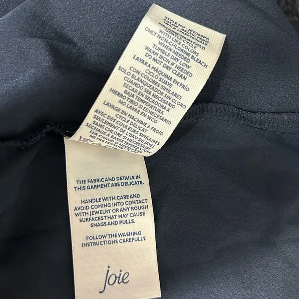 Joie Ruffle Neck Printed Mini Dress | Navy Tan | Medium - Image 16