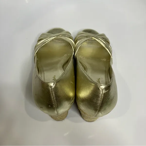 Cole Haan gold leather wedge espadrilles women’s size 8.5 dressy‎ party metallic - Image 5