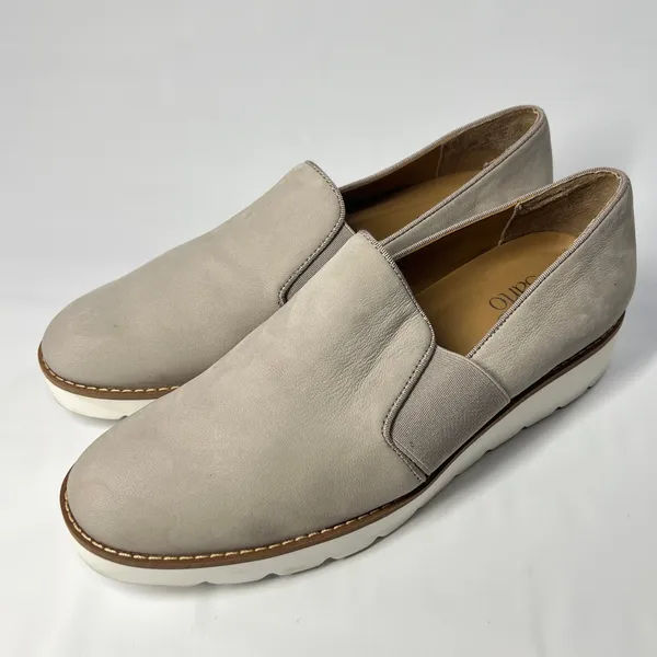 Franco Sarto Slip On Platform Loafers Womens 8M Taupe‎ Leather Casual Shoes - Image 3