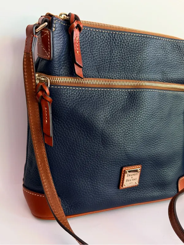 Dooney and Bourke Pebble Grain Crossbody Bag 2010s Midnight Blue Leather R264 - Image 2
