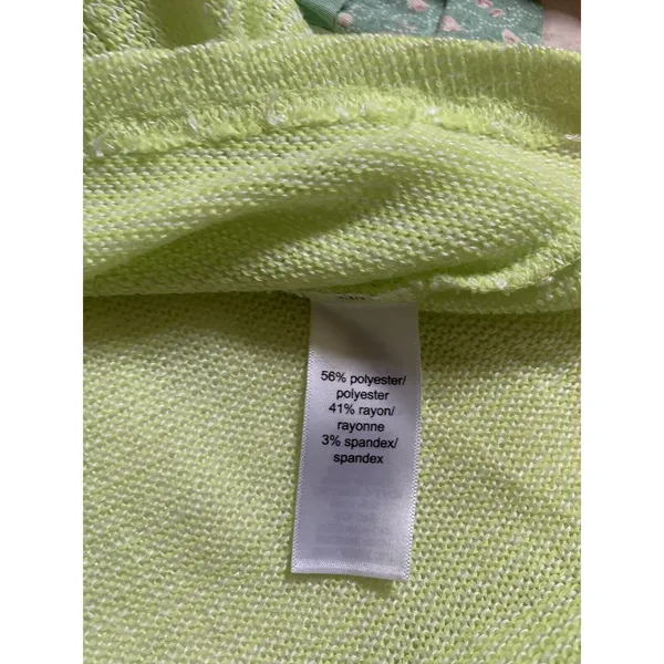 Maurices Womens Size M Sweater Tank Top Shirt Neon Yellow High Low Open Knit - Image 6