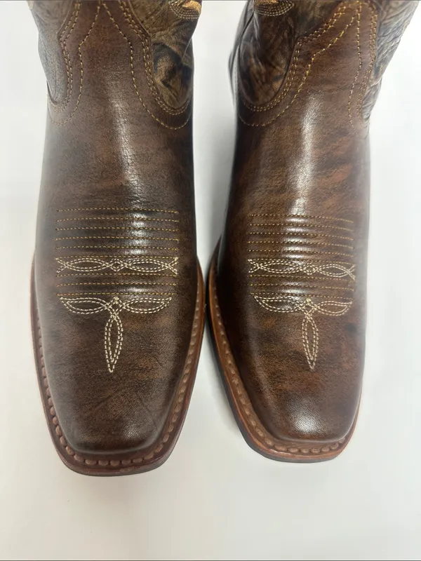 Ariat Brown Leather Embroidered Western Heeled Boots - Image 11