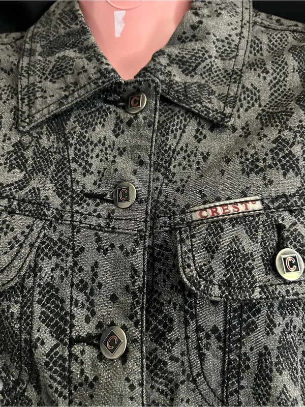 Crest Vintage Womens Grey Snake-Print Blazer Jacket SM - Image 7