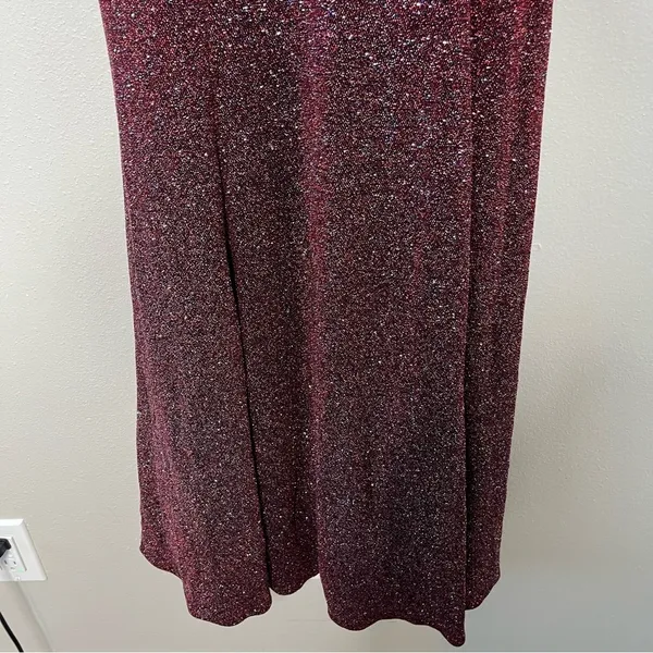 Fiesta Fashion VTG 90s Whimsigoth‎ Maxi Dress Gown M Burgundy Glitter Event Party Cocktail - Image 9