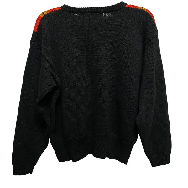 I.B. Diffusion Small Y2K Knit Sweater Beaded Diamond‎ Pattern Vintage Abstract Black - Image 5