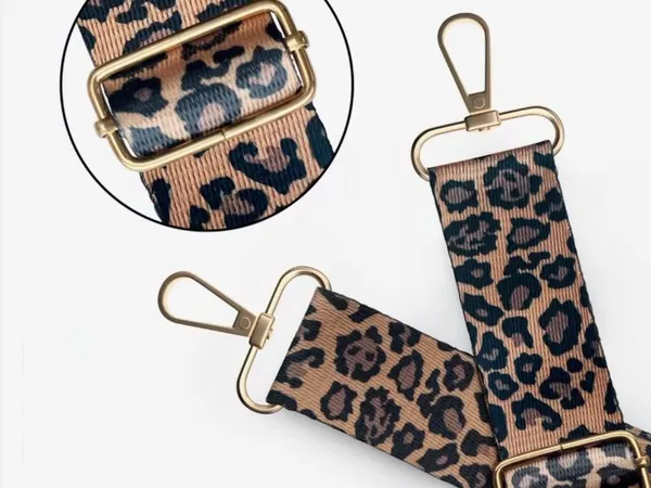 Leopard Print Adjustable Bag Strap - Tan/Black - Image 2