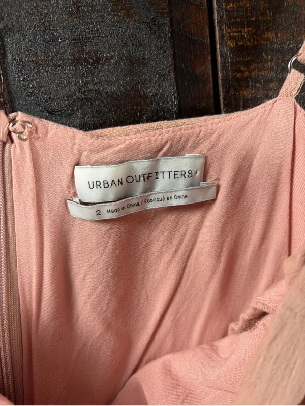 Urban Outfitters Blush Square-Neck Linen Mini Dress Size 2 - Image 4