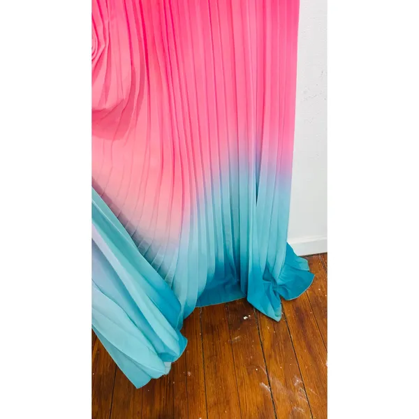AMUR Blue Ombre Pleated A-Line Sweetheart Emmett Sunset Gown Dress Size 8 - Image 8