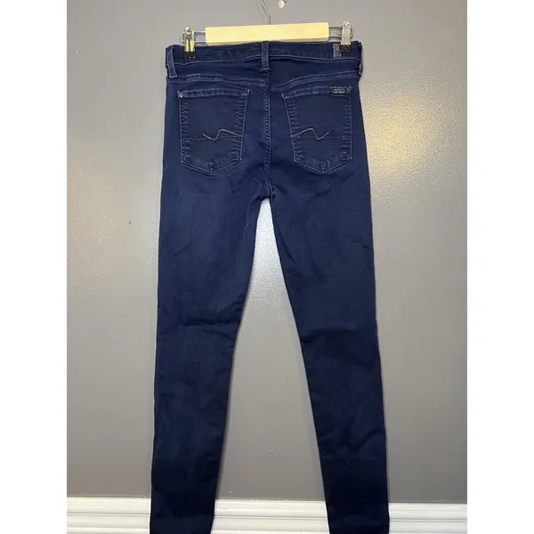 7 For All Mankind Gwenevere Skinny Jeans Womens 28 Dark Wash Blue Stretch Denim - Image 4