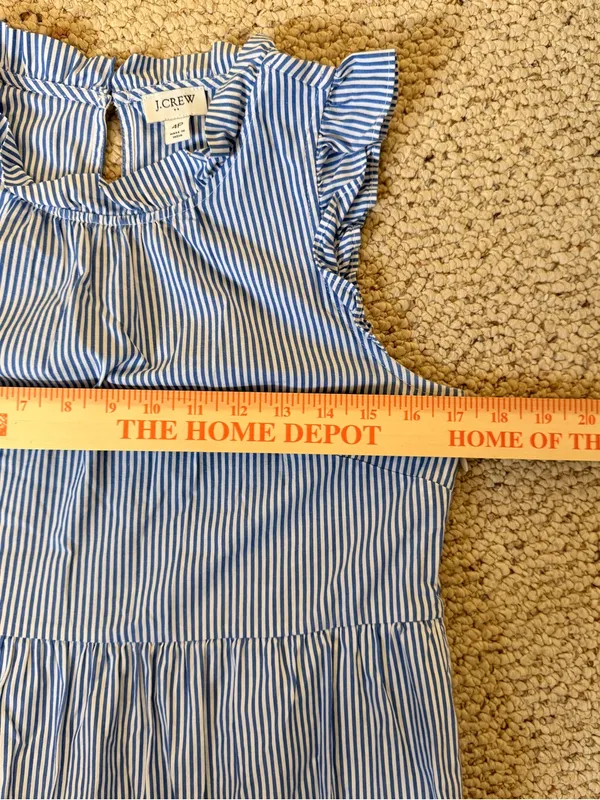 J.Crew Seersucker Coastal Blue White Stripe‎ Tiered Midi Dress Pockets 4P - Image 6