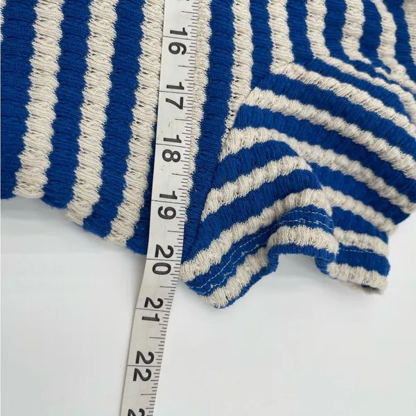 MNG Mango Blue/ Cream Stripe Jersey Sweater Midi Dress Sz US 10 Short Sleeve - Image 11