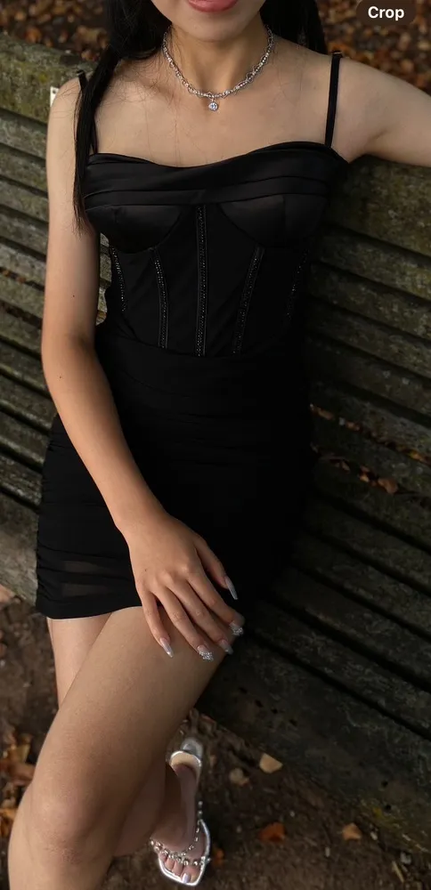 Corset Mini Dress Black - Image 3