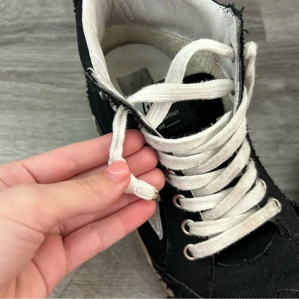 Golden Goose Mid Star Black High Top Skater Sneakers Streetwear Italian Size 37 - Image 12