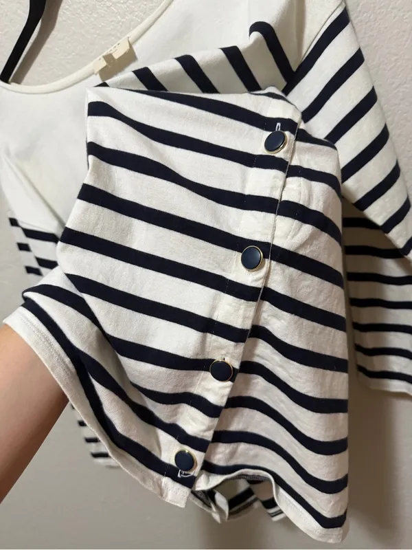 Sézane Noan Marinière Breton Striped Top Medium Cream Navy - Image 5
