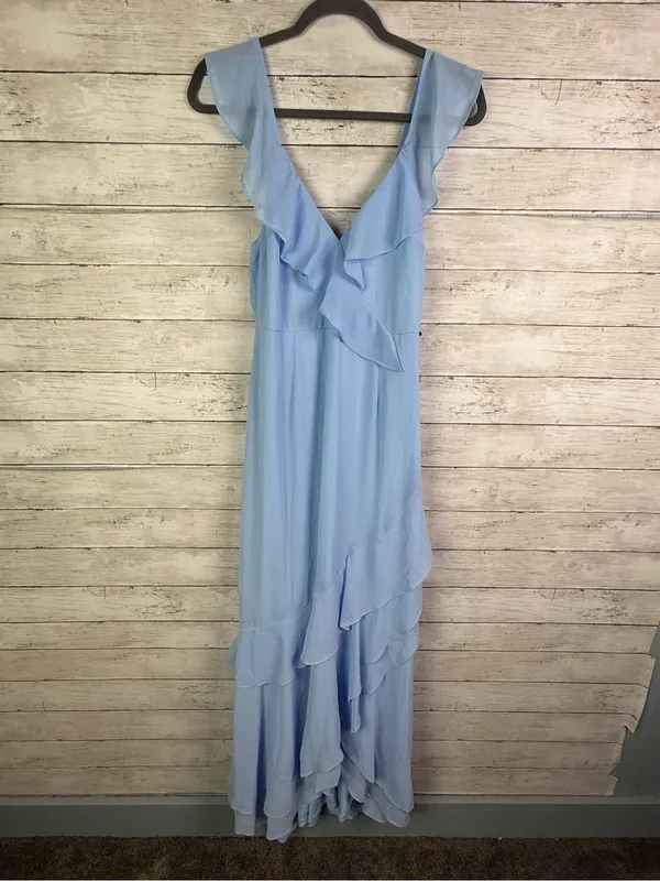 Lulus Charming Event Light Blue Asymmetrical Ruffled Maxi Dress Size Medium - Image 3
