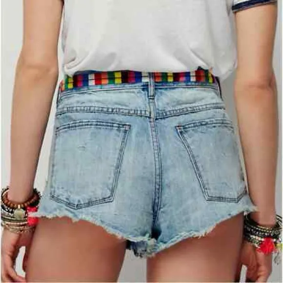 FREE PEOPLE Elliot Boho Embroidered Denim Shorts - Image 2