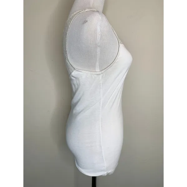 Y2k Aerie White Lace Yoke Racer Tank Top Sz Medium - Image 4