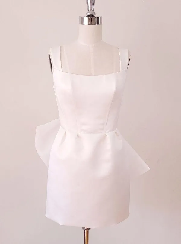 Custom Made Bridal Satin Dress With Bow - Image 3