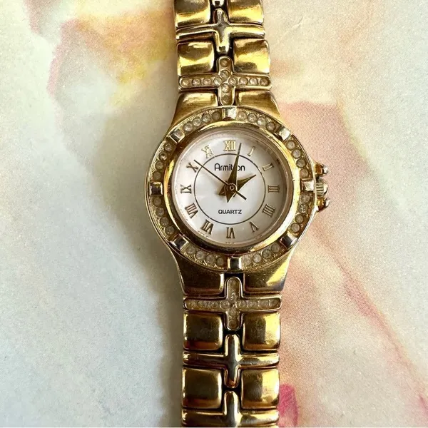 Armitron gold tone rhinestone Watch Gold - Image 2