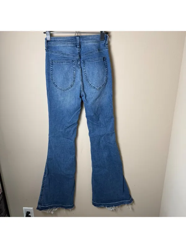 We the Free People Raw Release Hem Flare Jeans Womens 25 Boho Hippie Festival - Image 2