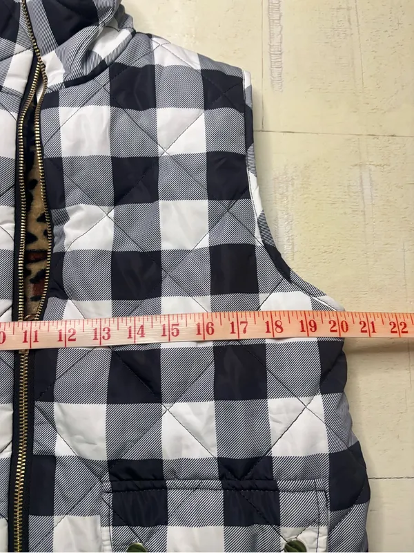 Reversible Vest Size Large Leopard Print Buffalo Plaid Black White New Full Zip - Image 4
