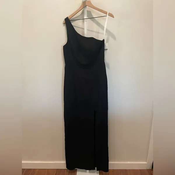 Thread One-Shoulder Crepe‎ Trumpet Gown Size 10 - Image 3
