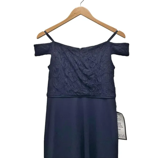 NWT Adrianna Papell Size 2 Navy Lace Off Shoulder Mermaid Formal Gown Dress - Image 8