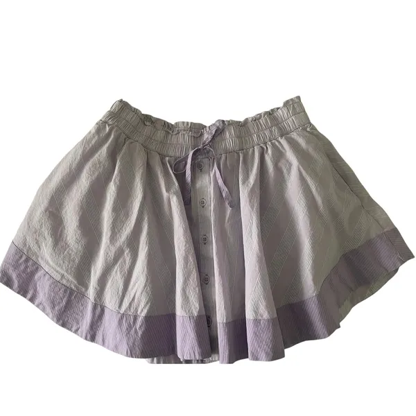 Aerie Lavender Stripe Skort Mini Skirt Button Front Size Medium - Image 3