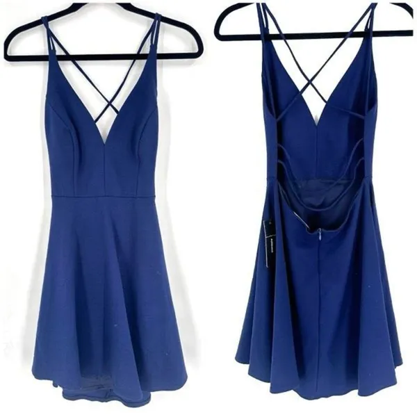 NWT Lulus Forever Crush Navy Blue Strappy Sleeveless Skater Dress‎ Size Medium - Image 3
