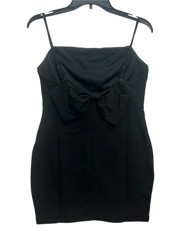 Windsor Black Bow Back Bodycon Mini Dress Women’s L Spaghetti Strap NWT - Image 4