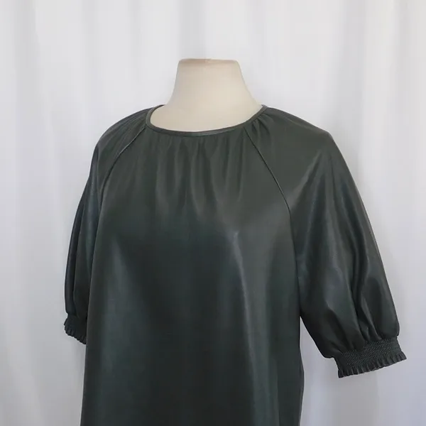 SAYLOR Juana Top Faux Leather Sage Gray Puff Sleeves Solid Streetwear Large‎ - Image 7