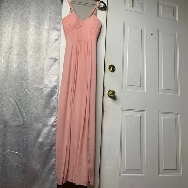 Bariano BHLDN Peach pleated maxi gown size XS bridesmaid wedding guest‎ summer - Image 2