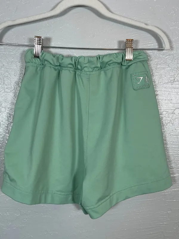 Gymshark Women XS Green Recess Shorts Snaps Pocket Drawstring Athleisure Workout - Image 4