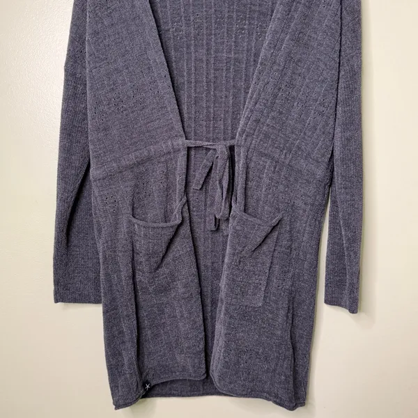 Barefoot Dreams CozyChic Ultra Lite Ribbed Cardigan Sweater Navy Blue Size Small - Image 7