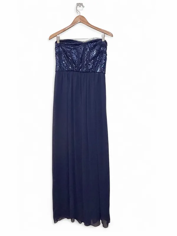 Max and Cleo BCBG Symmetrical Strapless Dark Night Sequence Maxi Dress Size 12 - Image 4