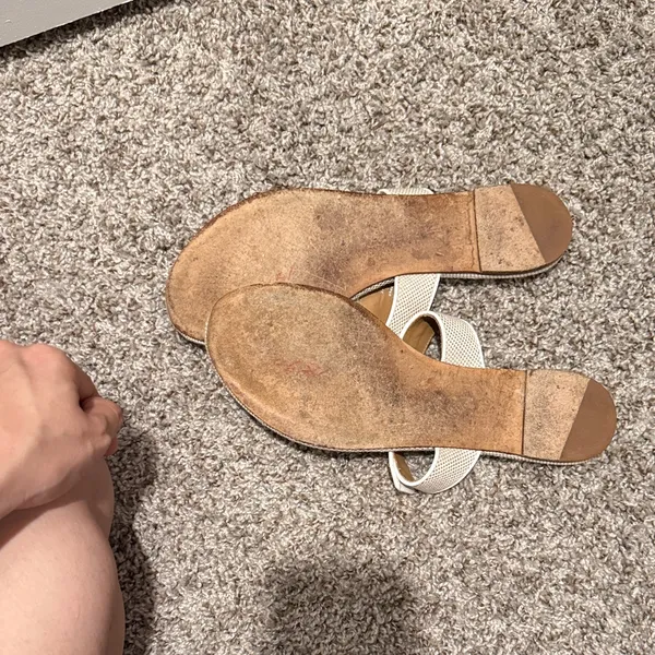 Tory Burch White and Tan Sandals - Image 4