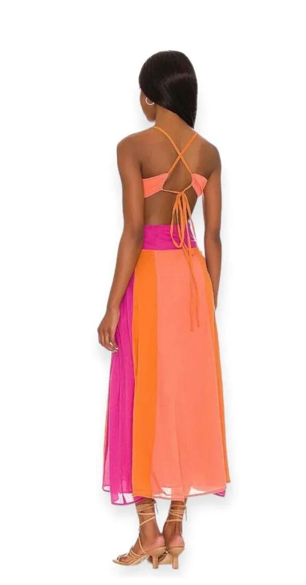 Love The Label Cut-Out Dress in Coral Color Combo - Image 2