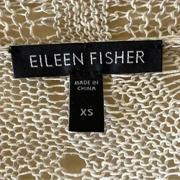Eileen Fisher Linen Beige Embroidered Knitted Open Cardigan Sweater SZ XS - Image 7