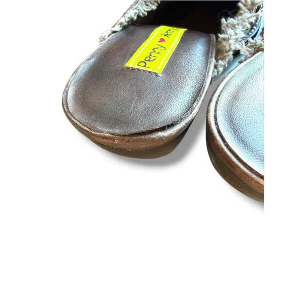 Penny Loves Kenny Mules Womens 7 Brown Studded Frayed Canvas Western Heels - Image 10
