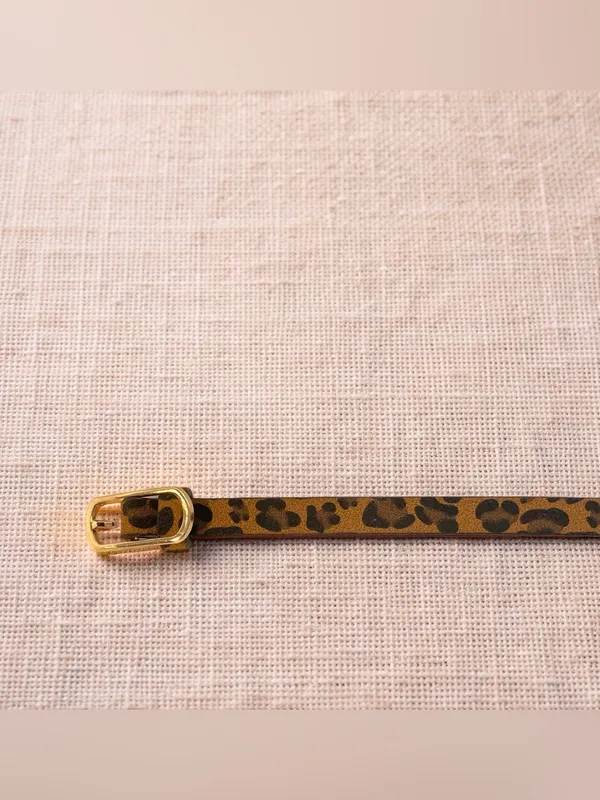 Leopard Print Skinny Belt Gold Buckle Y2K Animal Print - Image 7