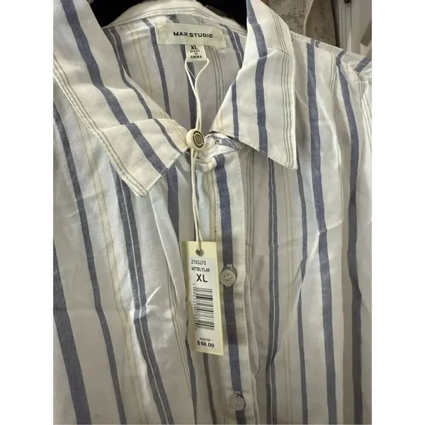 Max studio striped tie-waist blouse  XL - Image 5