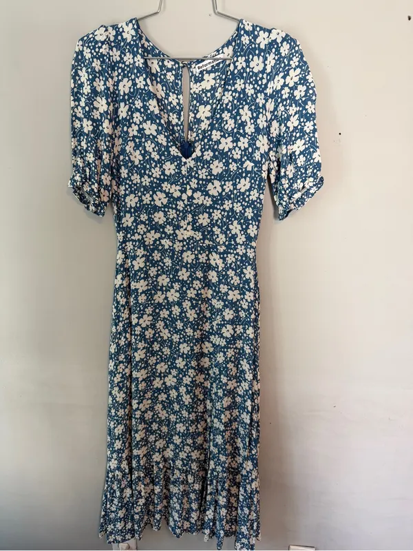Reformation Nantes Midi Dress Blue Floral Mari Print 4 - Image 2