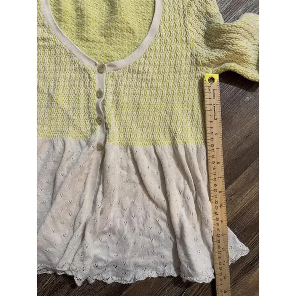 Free People Boho Hippie Bell Sleeve Peekaboo Lace Crochet Sweater Medium‎ - Image 6